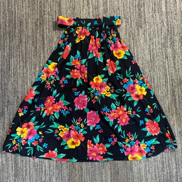 Laurissa Floral Maxi Skirt Vintage 80s Belted High Waist Rayon Blend‎ Size 10 - Picture 8 of 8